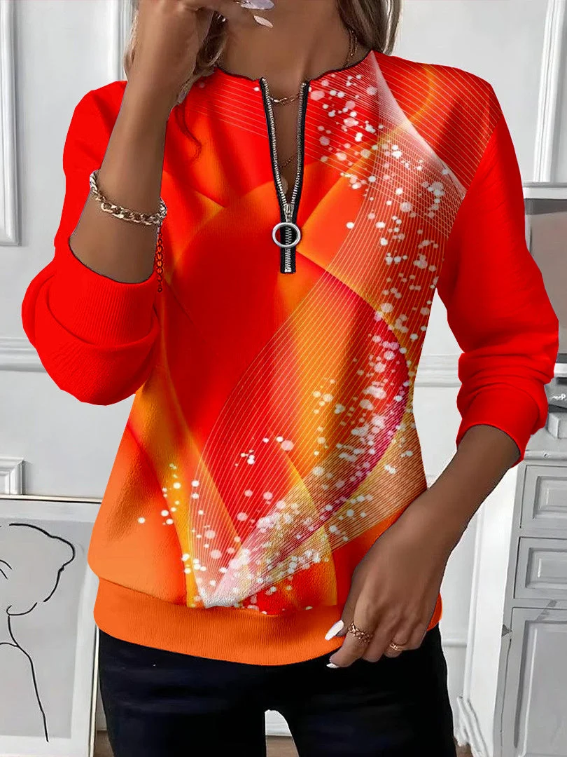Lässig Rundhals Abstrakt Sweatshirt Print