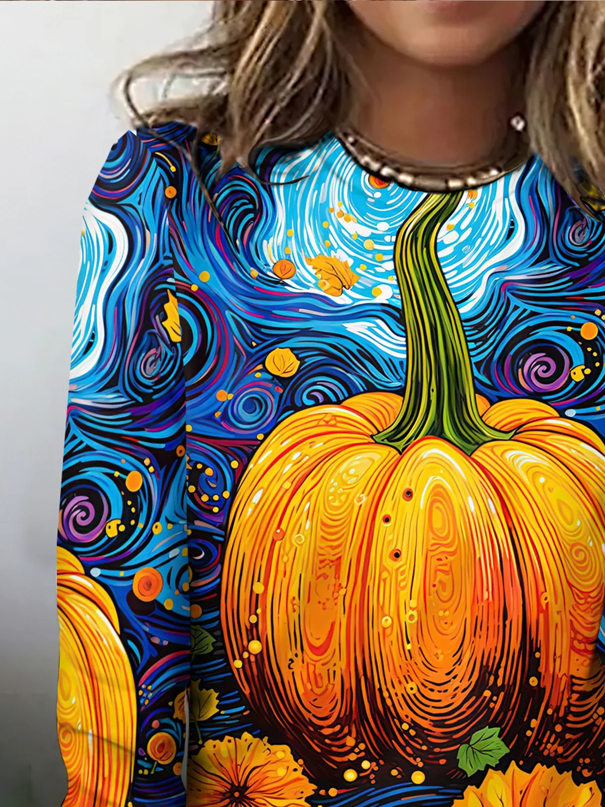 Retro Halloween Rundhals Langarm T-Shirt