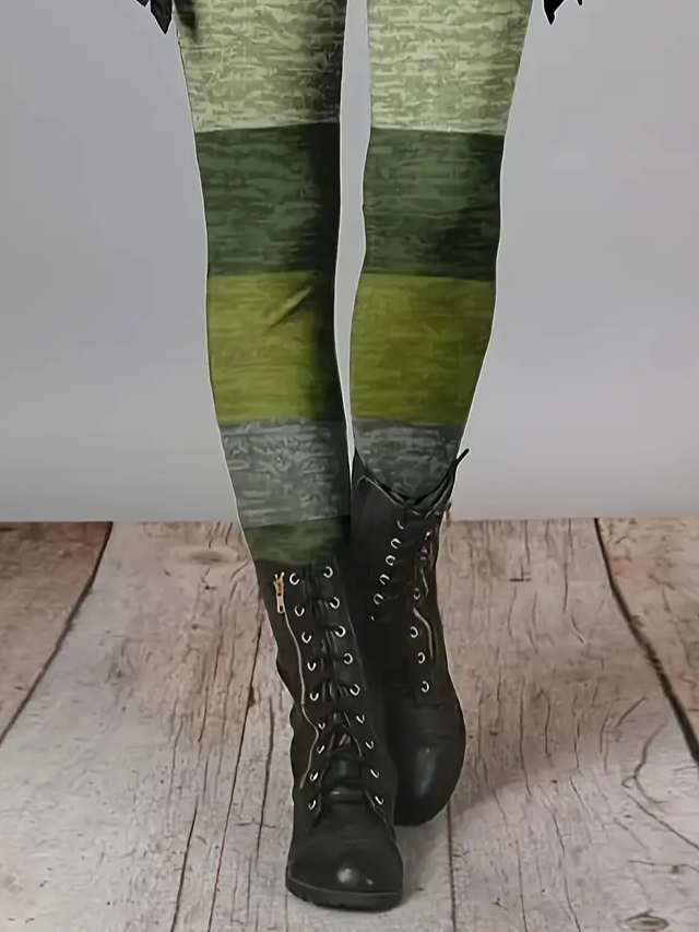 Damen Gestreift Lässig Alle Jahreszeiten Print Lang Leggings