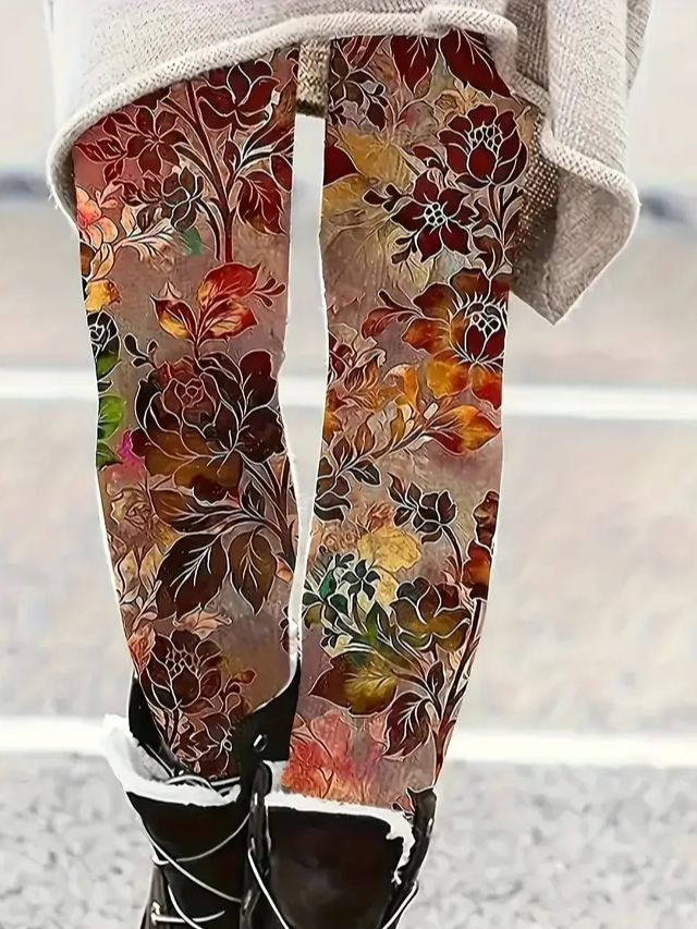 Damen Geblümt Lässig Alle Jahreszeiten Print Lang Leggings