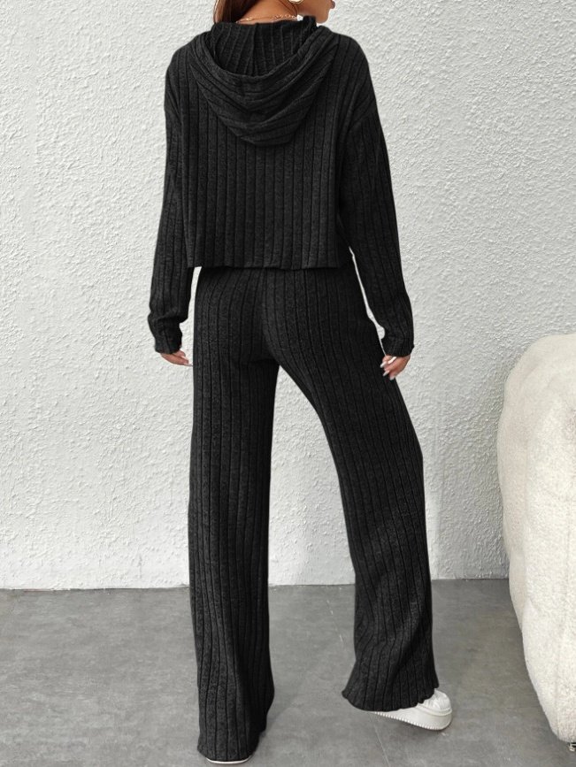 Damen Unifarben Geprägt Zweiteiliges Set Täglich Langarm Lässig Frühling/Herbst Bluse mit Hose Matching Set
