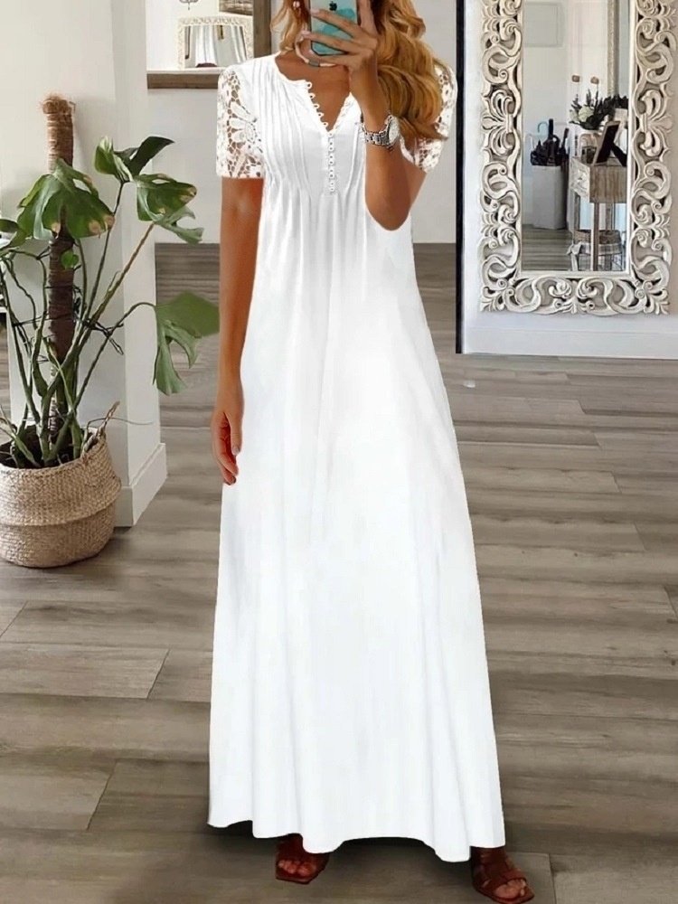 Damen Geblümt Frühling/Herbst Print Kleid V-Ausschnitt Langarm T-Shirt-Kleid A-Linien-Kleid