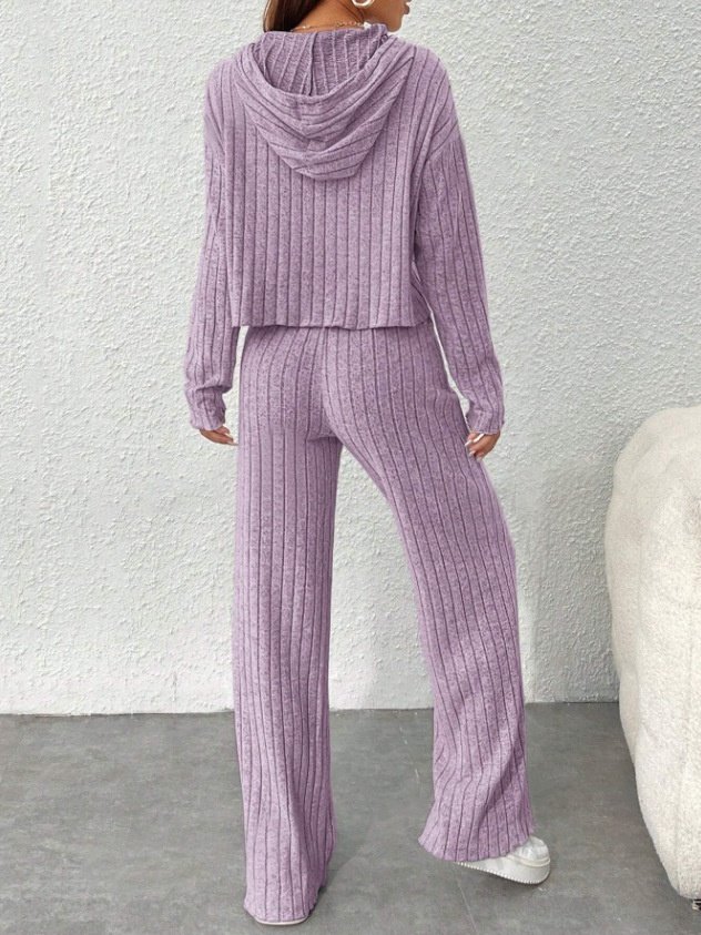 Damen Unifarben Geprägt Zweiteiliges Set Täglich Langarm Lässig Frühling/Herbst Bluse mit Hose Matching Set