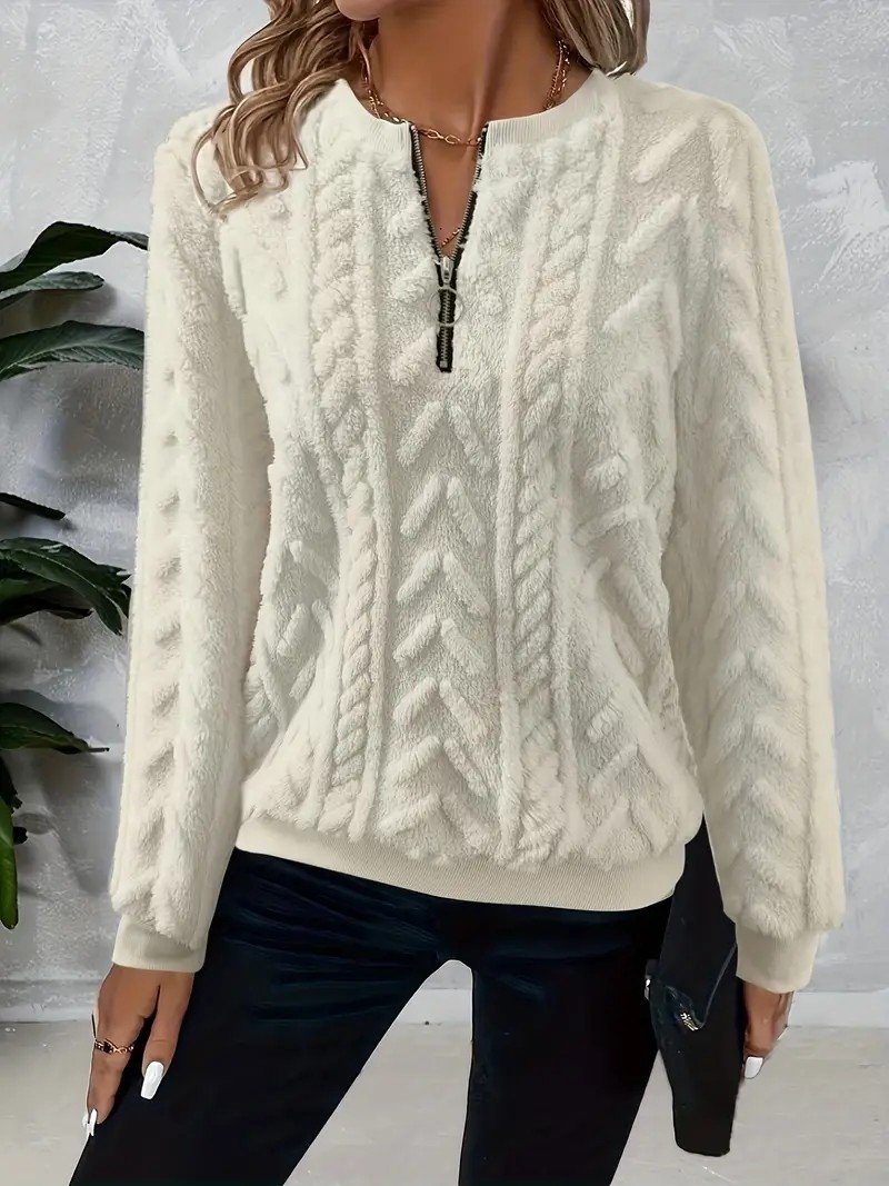 Retro Rundhals Unifarben Sweatshirt