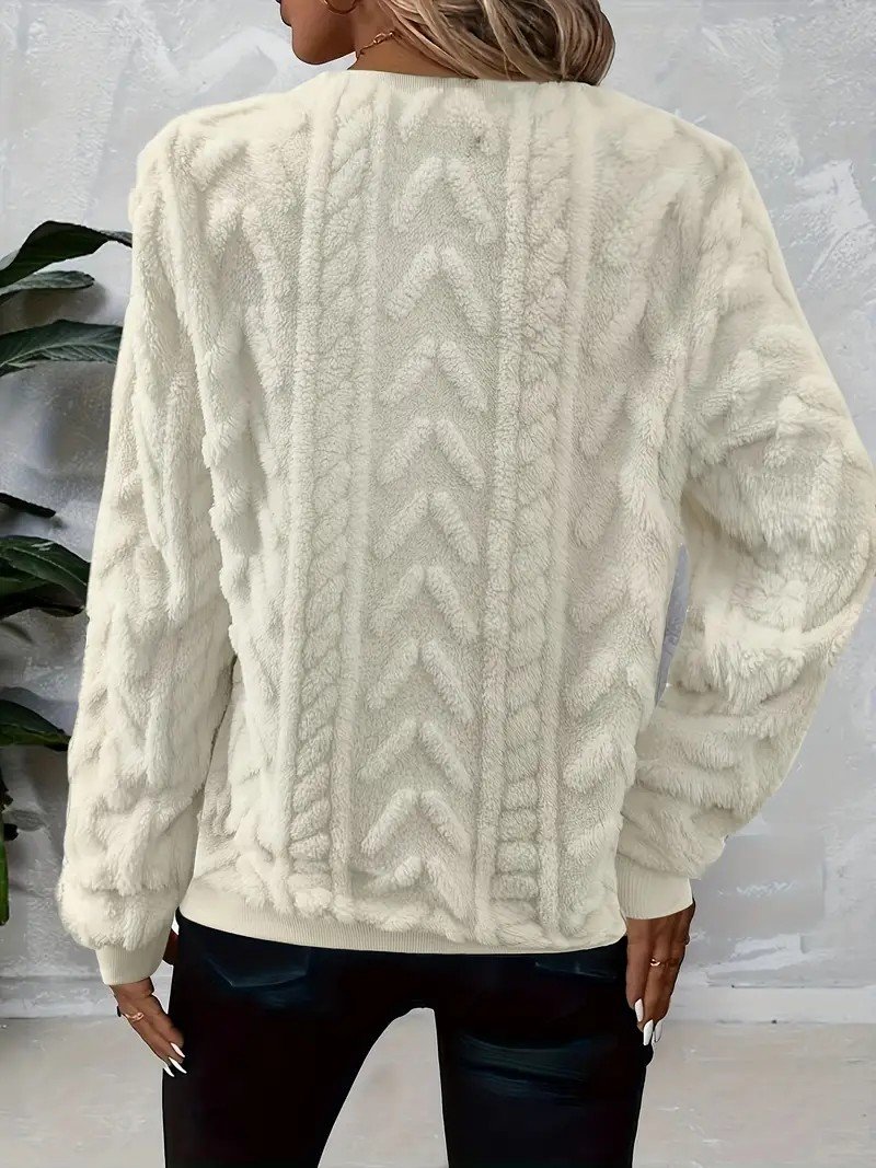 Retro Rundhals Unifarben Sweatshirt
