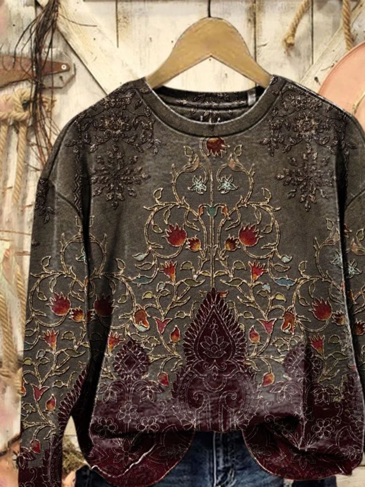 Lässig Rundhals Geblümt Sweatshirt Print
