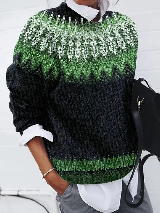 Damen Abstrakt Langarm Bequem Lässig Print Pullover