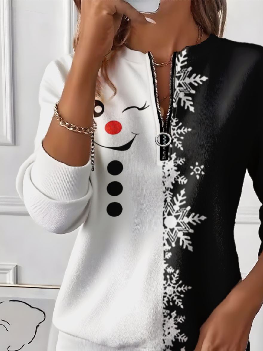 Damen Nachahmung Kaschmir Weihnachten Langarm Bequem Retro Pullover