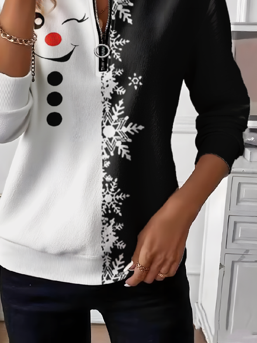 Damen Nachahmung Kaschmir Weihnachten Langarm Bequem Retro Pullover
