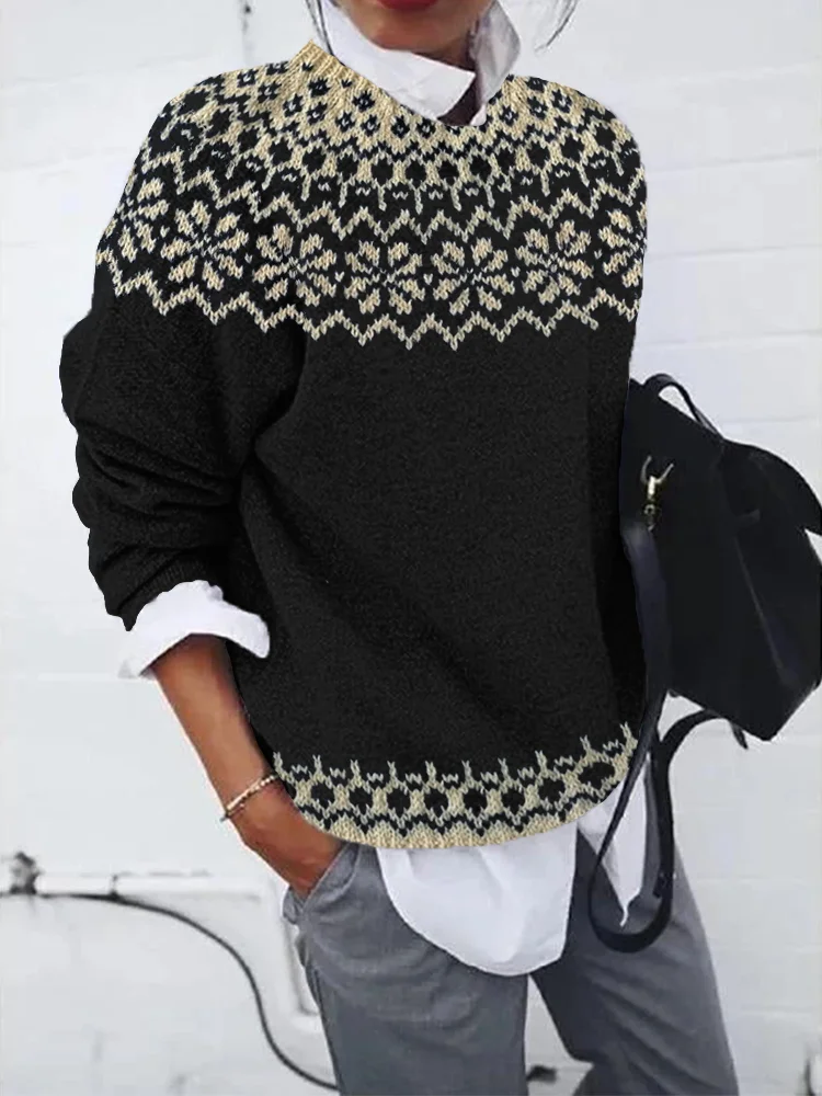 Damen Abstrakt Langarm Bequem Lässig Print Pullover