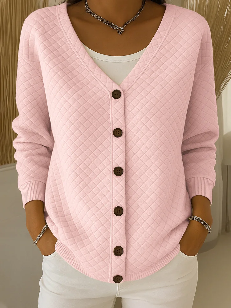 Damen Baumwolle Geometrisch Langarm Bequem Lässig Strickjacke