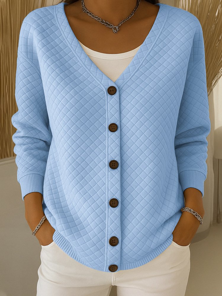 Damen Baumwolle Geometrisch Langarm Bequem Lässig Strickjacke
