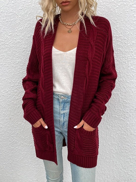 Damen Frühling/Herbst Oberbekleidung Retro Nahtverarbeitung Unifarben Langarm Jacke