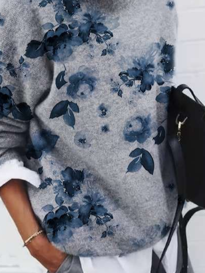 Damen Abstrakt Langarm Bequem Lässig Print Pullover