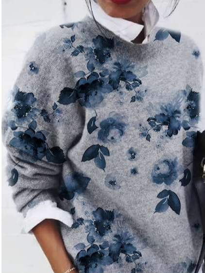Damen Abstrakt Langarm Bequem Lässig Print Pullover