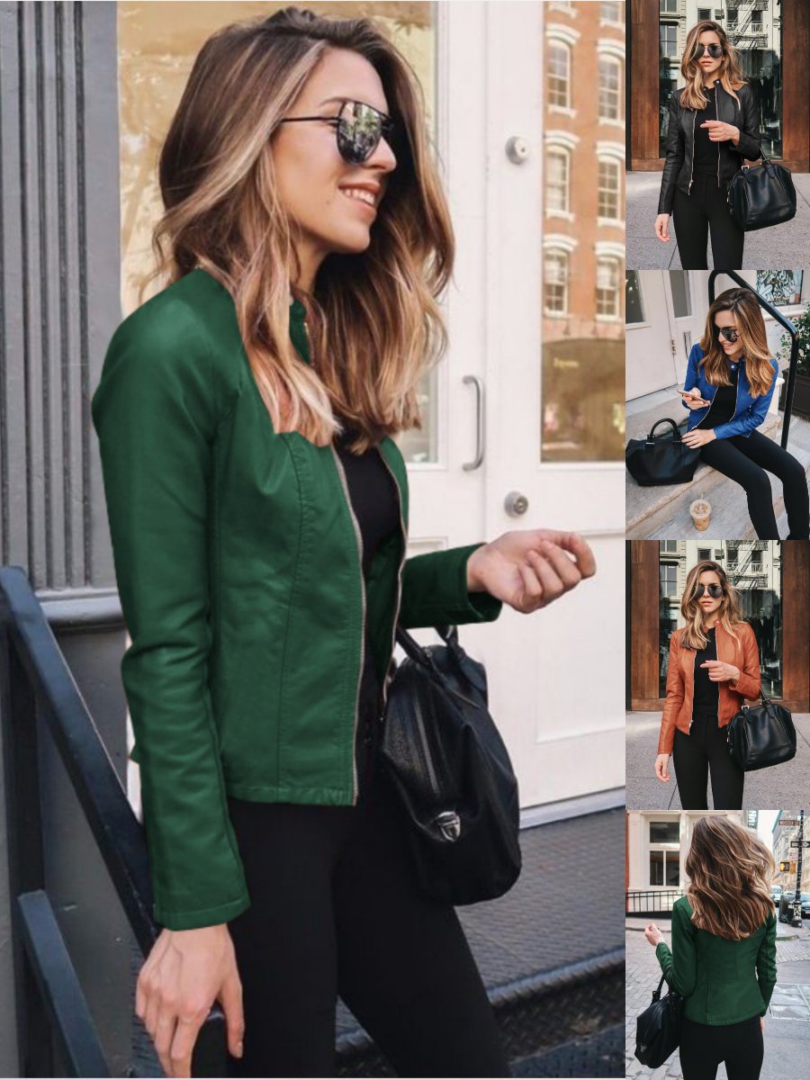 Damen Frühling/Herbst Oberbekleidung Retro Nahtverarbeitung Unifarben Langarm Stehkragen Jacke