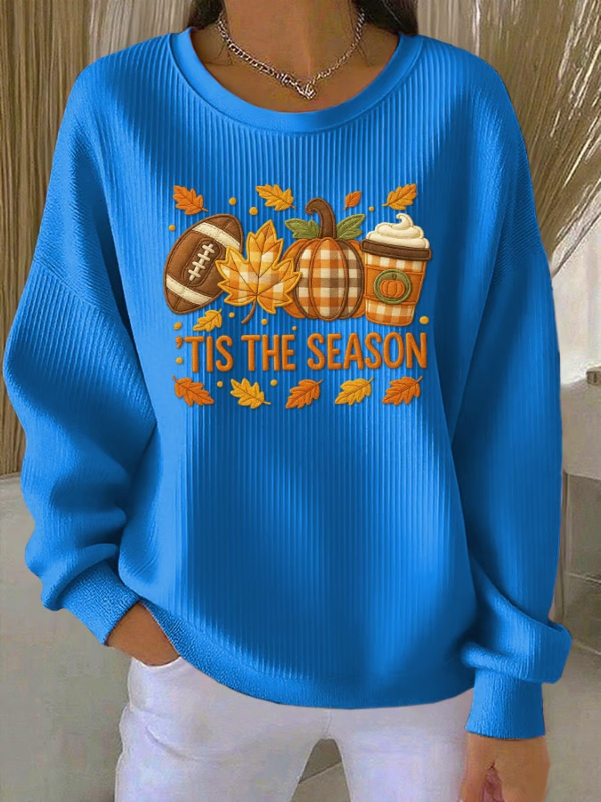 Lässig Rundhals Ahornblatt Sweatshirt