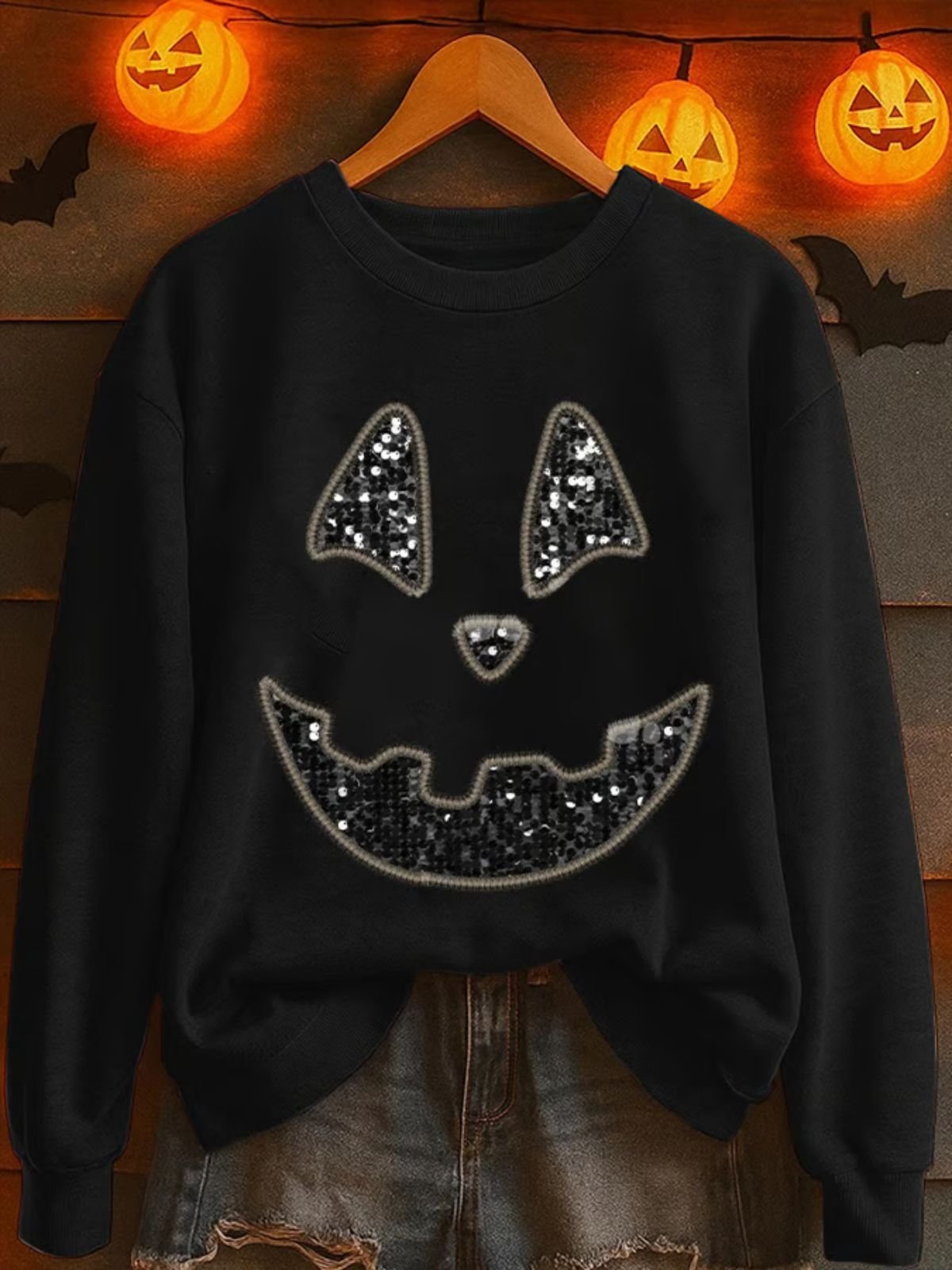 Retro Rundhals Halloween Sweatshirt
