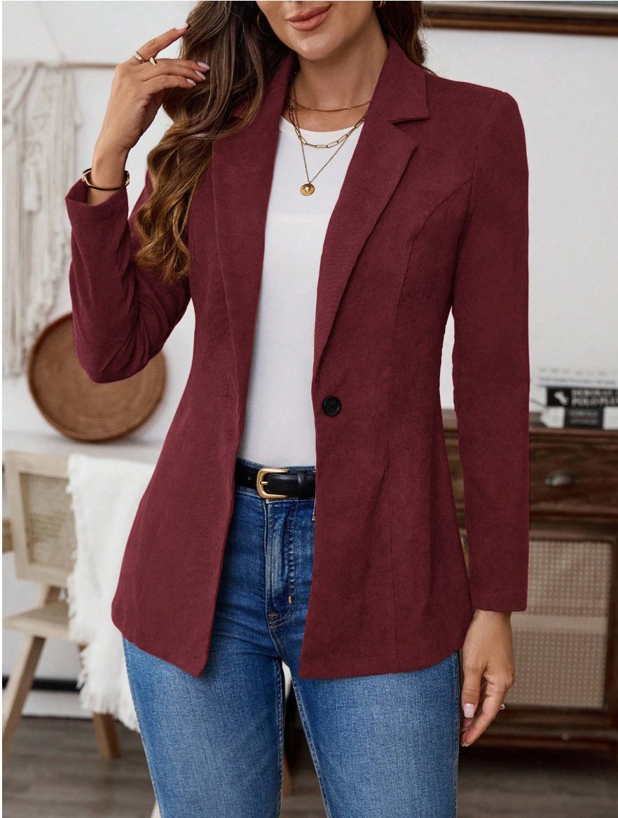 Damen Unifarben Frühling/Herbst Oberbekleidung Lässig Langarm Schalkragen Regelmäßig Blazer