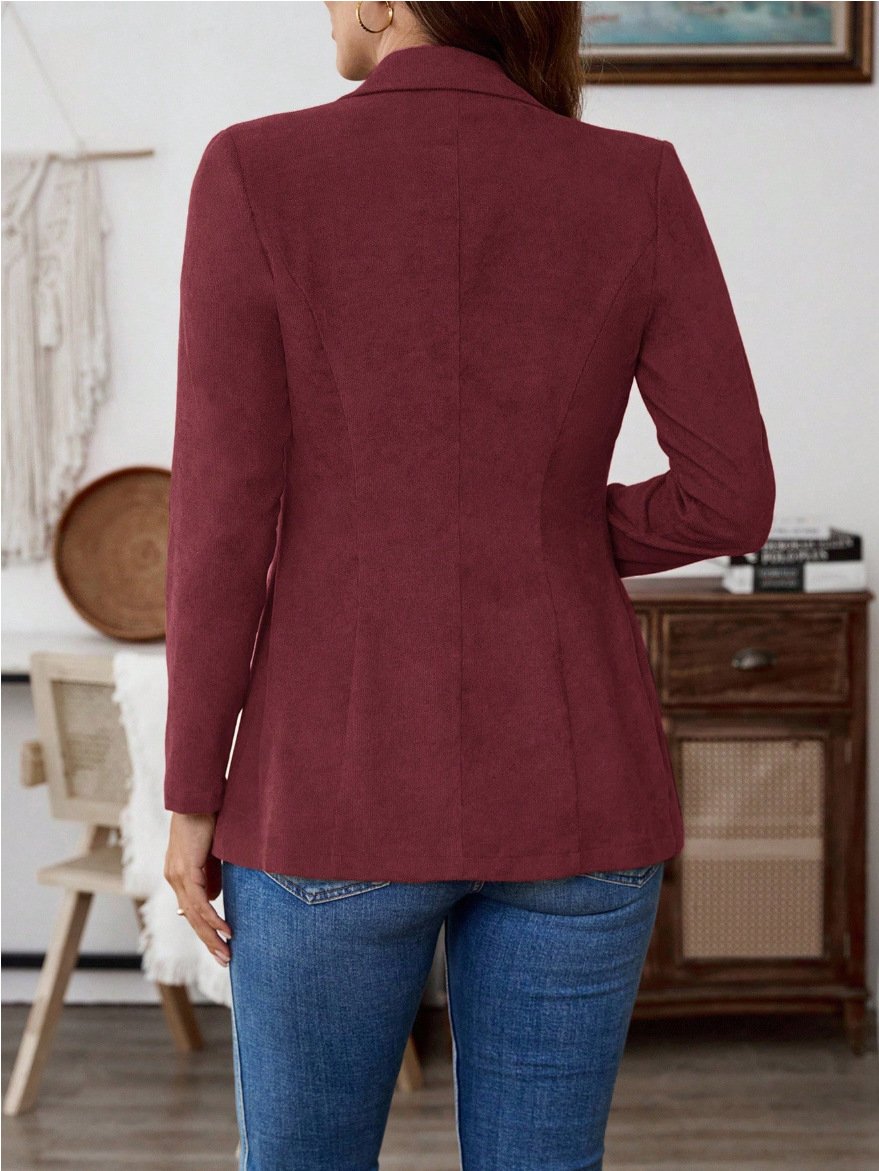 Damen Unifarben Frühling/Herbst Oberbekleidung Lässig Langarm Schalkragen Regelmäßig Blazer