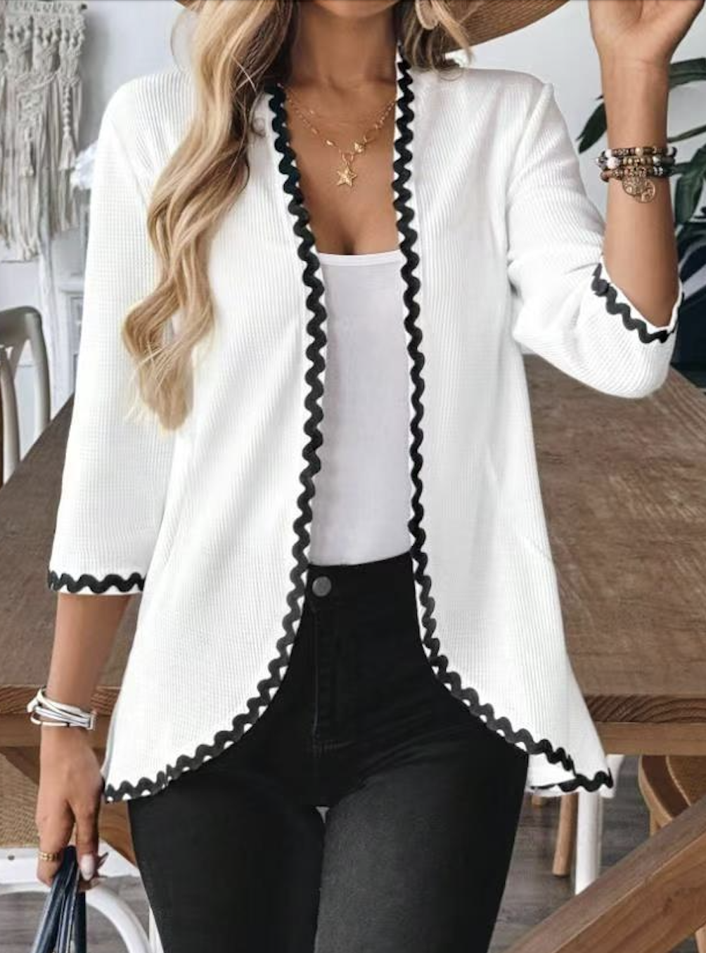 Damen Baumwolle Unifarben Langarm Bequem Lässig Strickjacke