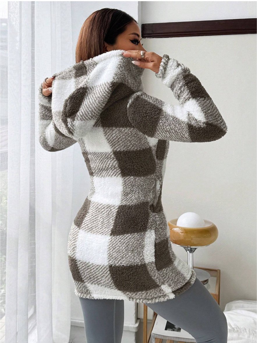 Damen Frühling/Herbst Oberbekleidung Lässig Geometrisch Langarm Kapuze Jacke