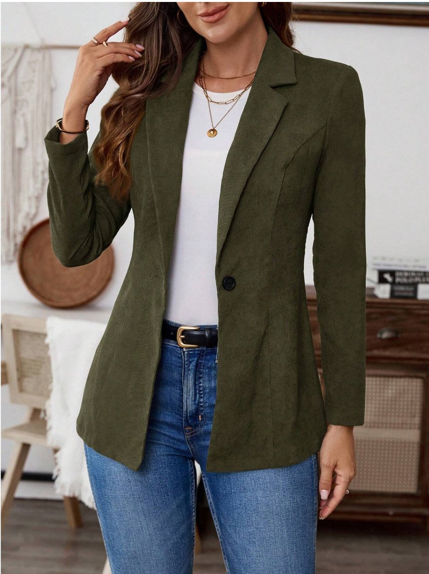 Damen Unifarben Frühling/Herbst Oberbekleidung Lässig Langarm Schalkragen Regelmäßig Blazer