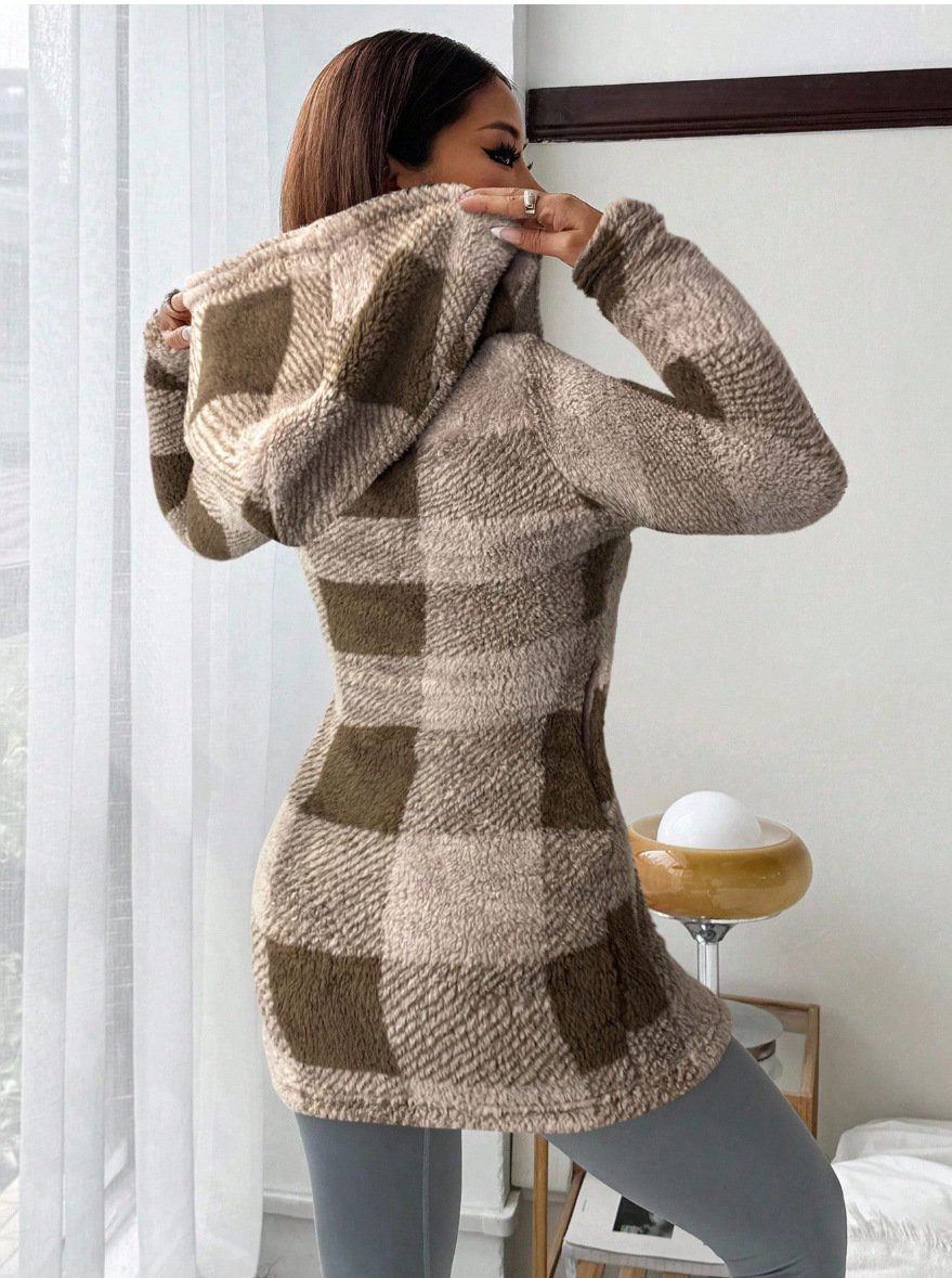 Damen Frühling/Herbst Oberbekleidung Lässig Geometrisch Langarm Kapuze Jacke