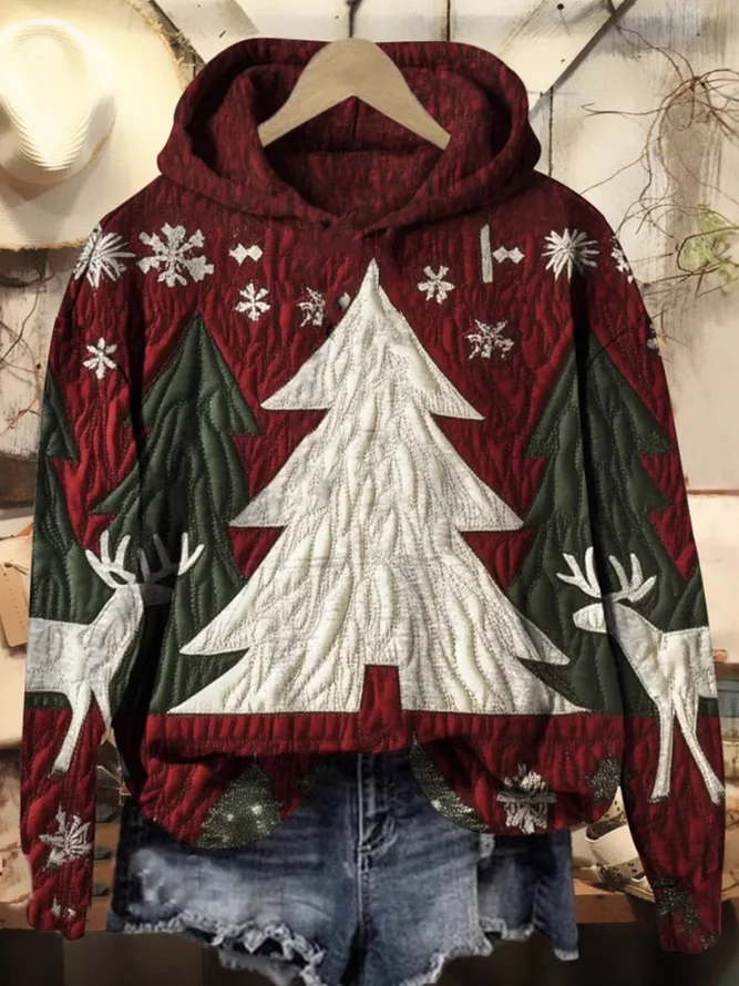 Lässig Kapuze Weihnachten Sweatshirt