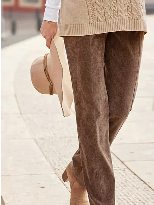Damen Unifarben Lang Hose Retro Frühling/Herbst Hose