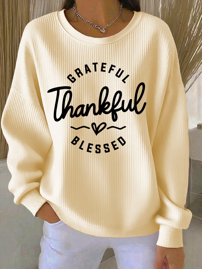 Lässig Rundhals Textbriefe Sweatshirt
