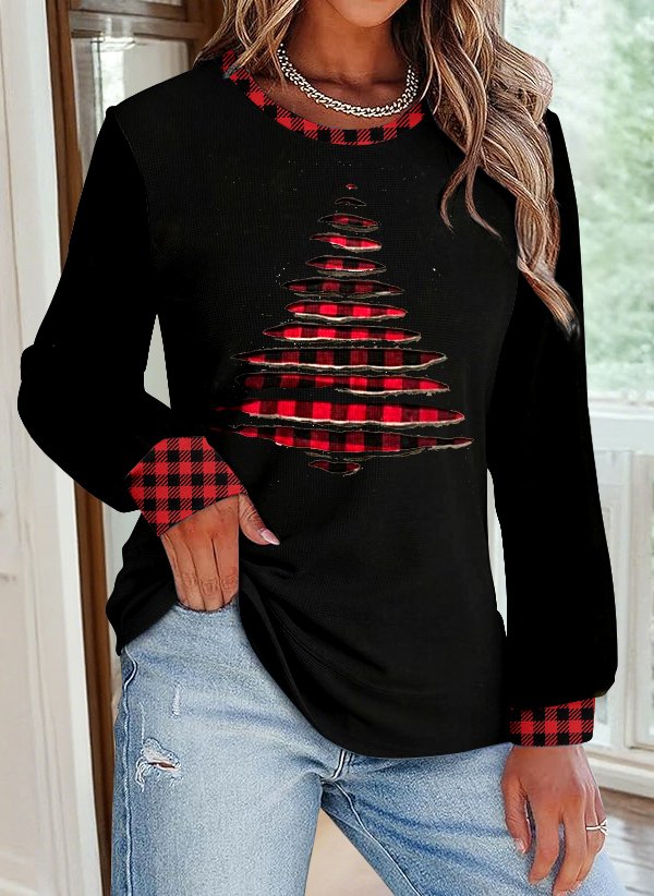 Lässig Rundhals Farbblock Sweatshirt