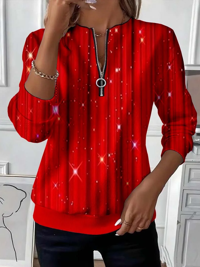 Lässig Rundhals Weihnachten Sweatshirt Print