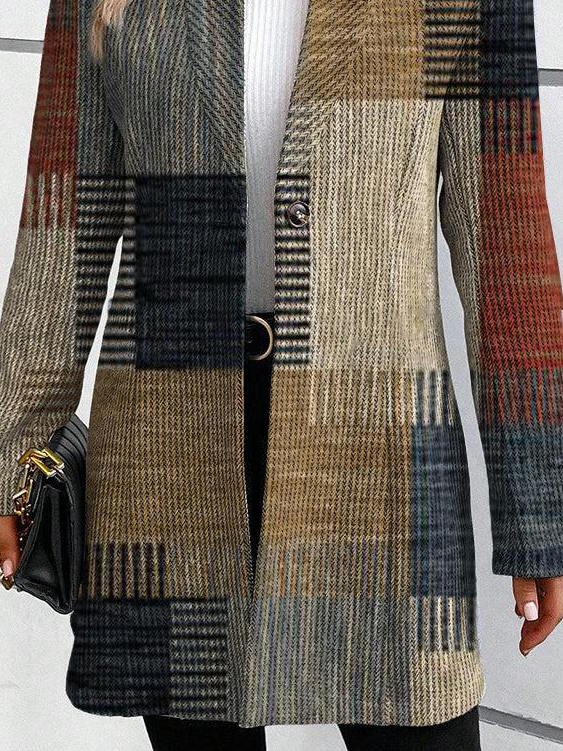 Damen Frühling/Herbst Oberbekleidung Retro Print Geometrisch Langarm Stehkragen Jacke