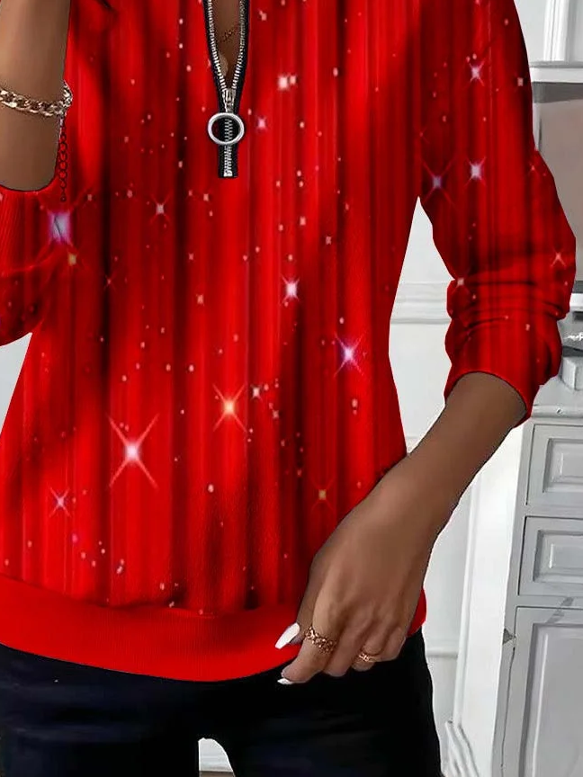 Lässig Rundhals Weihnachten Sweatshirt Print