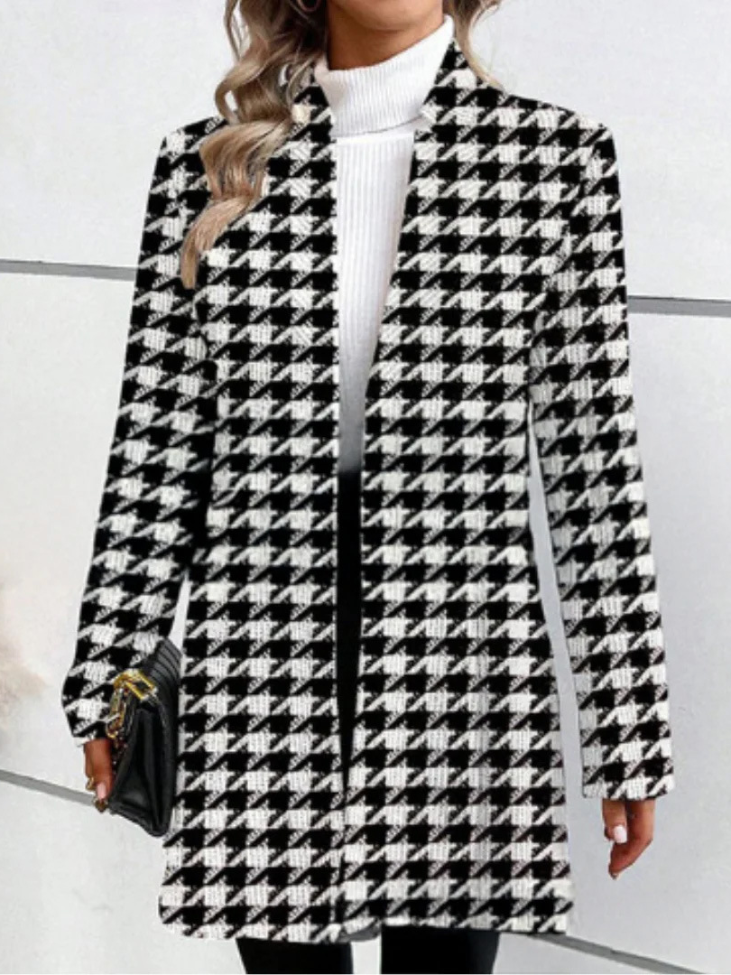 Damen Frühling/Herbst Oberbekleidung Retro Print Geometrisch Langarm Stehkragen Jacke