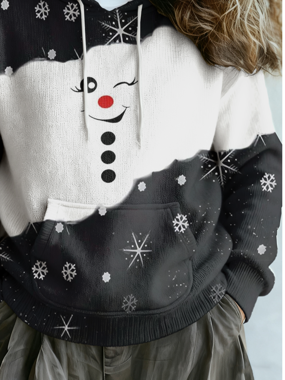 Damen Weihnachten Langarm Bequem Retro Pullover