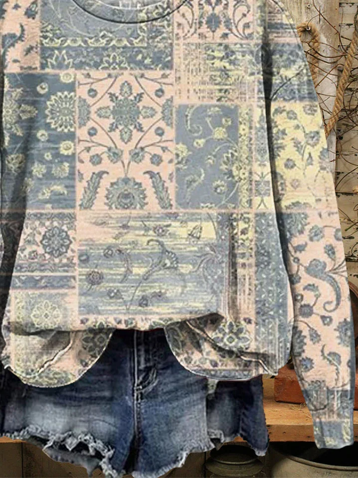 Lässig Rundhals Geblümt Sweatshirt Print