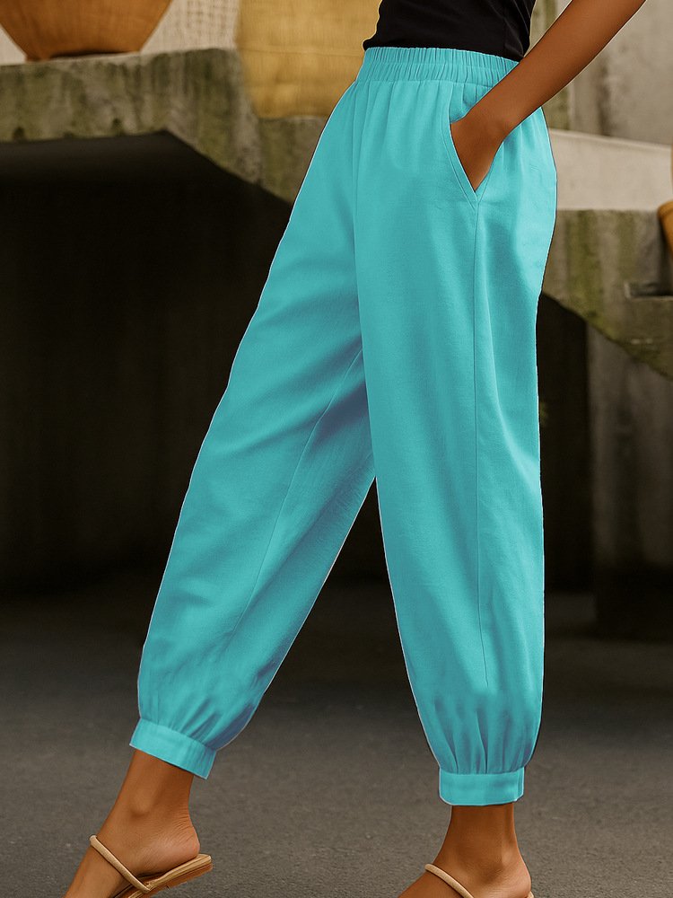 Damen Unifarben Lang Hose Lässig Frühling/Herbst Hose