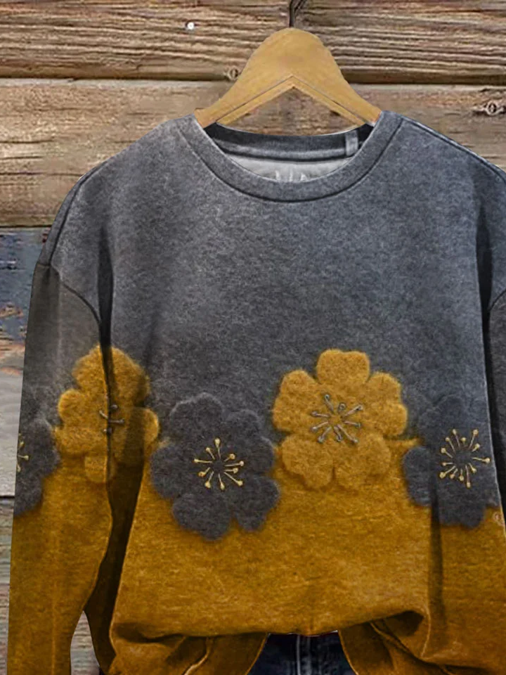 Lässig Rundhals Geblümt Sweatshirt Print