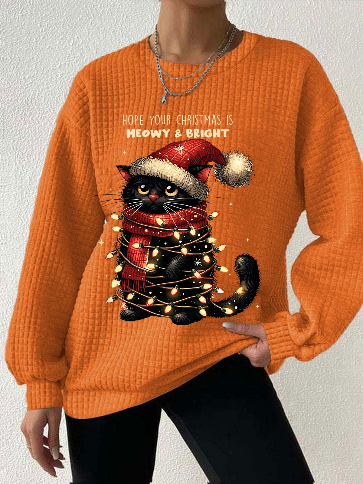 Lässig Rundhals Weihnachten Sweatshirt
