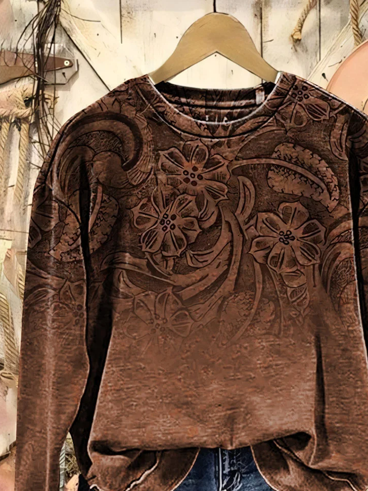 Lässig Rundhals Geblümt Sweatshirt Print