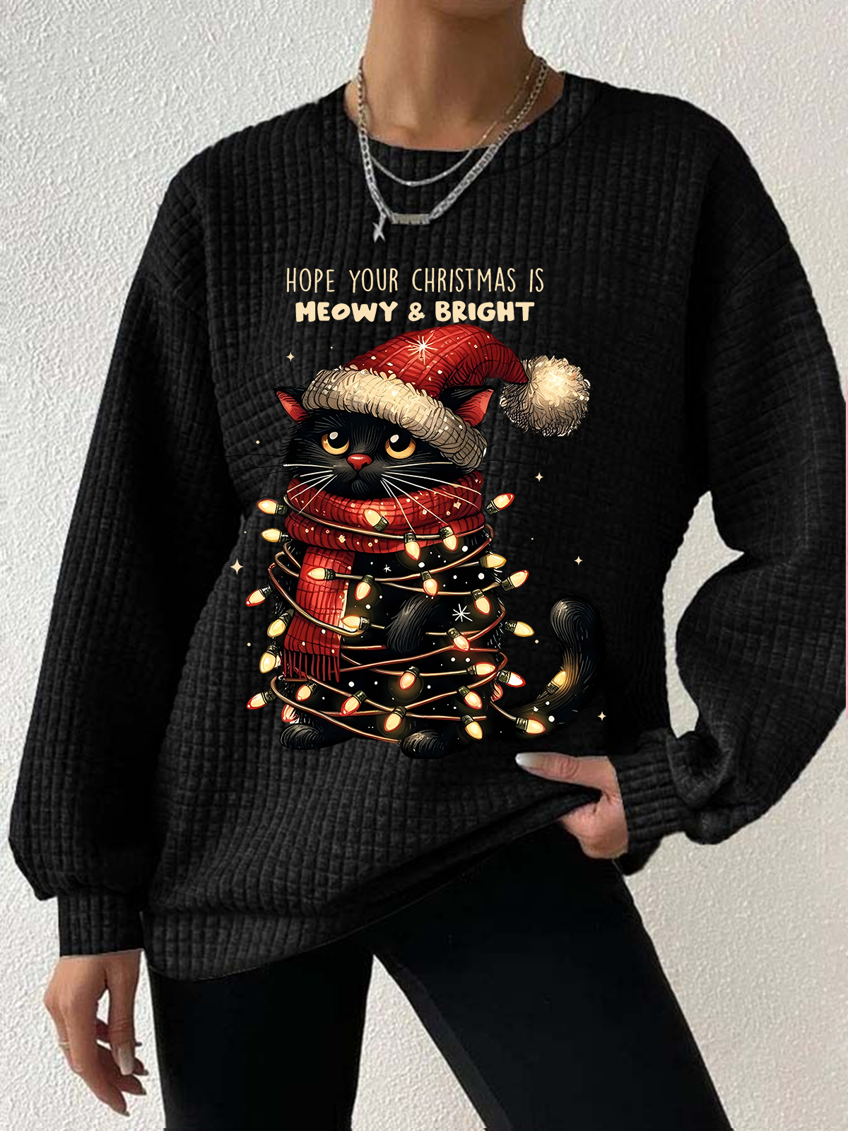 Lässig Rundhals Weihnachten Sweatshirt