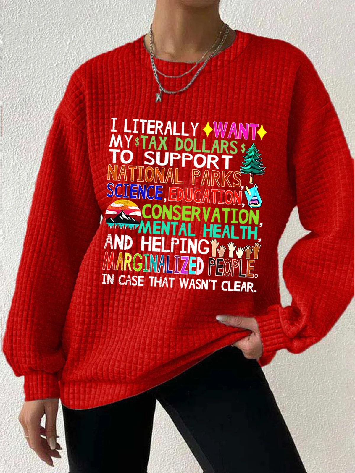 Lässig Rundhals Textbriefe Sweatshirt