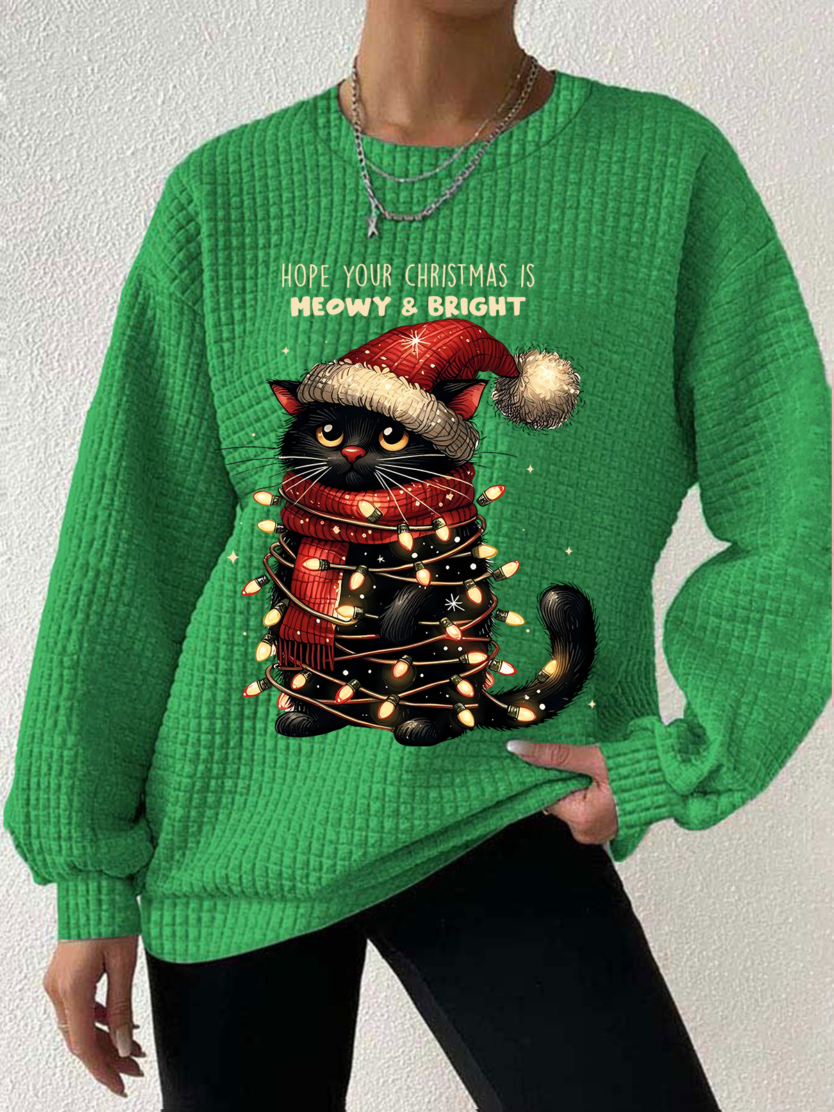 Lässig Rundhals Weihnachten Sweatshirt
