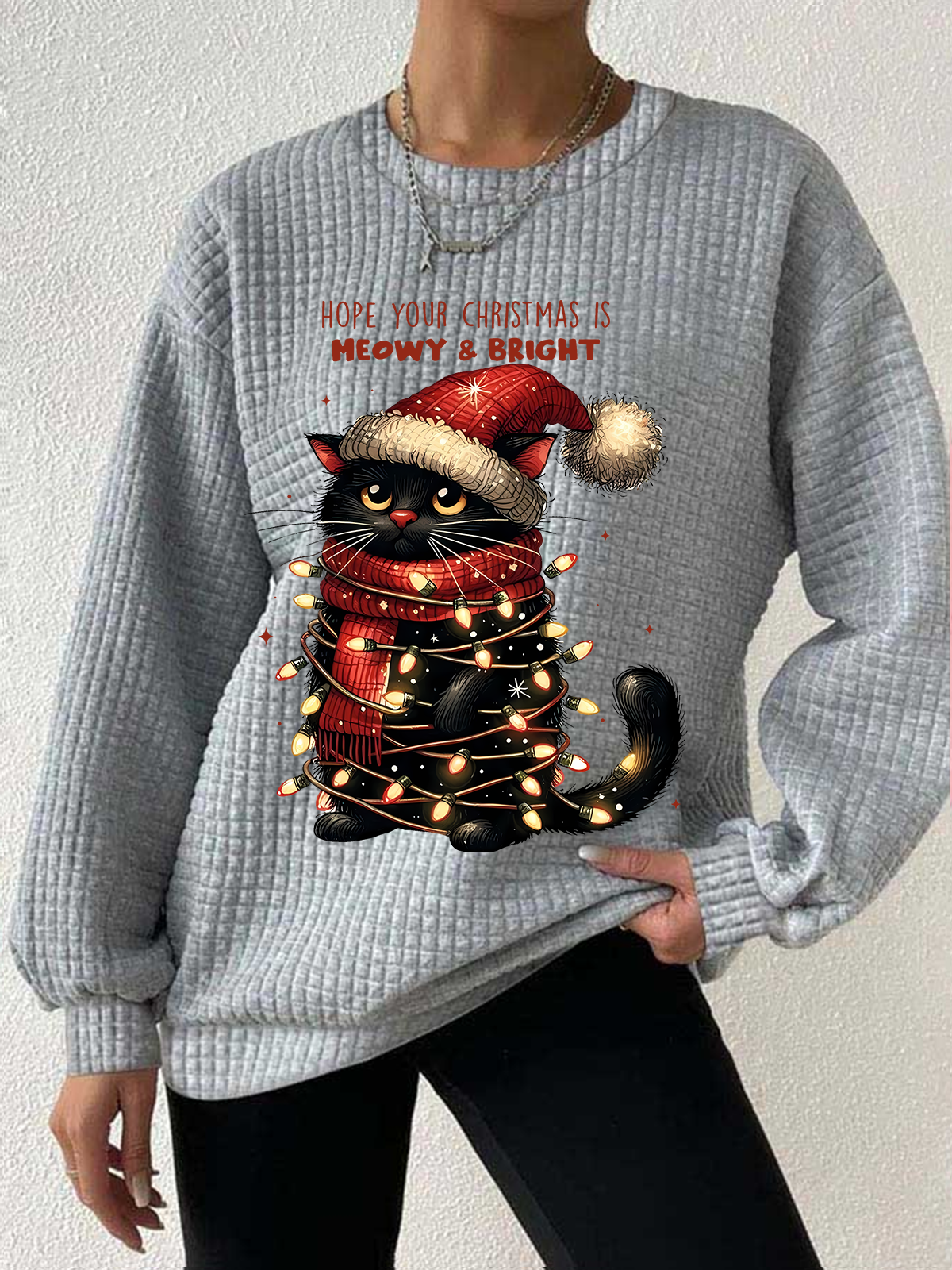 Lässig Rundhals Weihnachten Sweatshirt