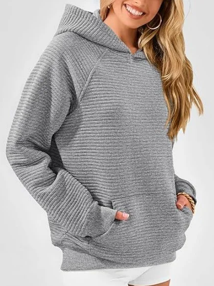 Lässig Kapuze Unifarben Sweatshirt Nahtverarbeitung