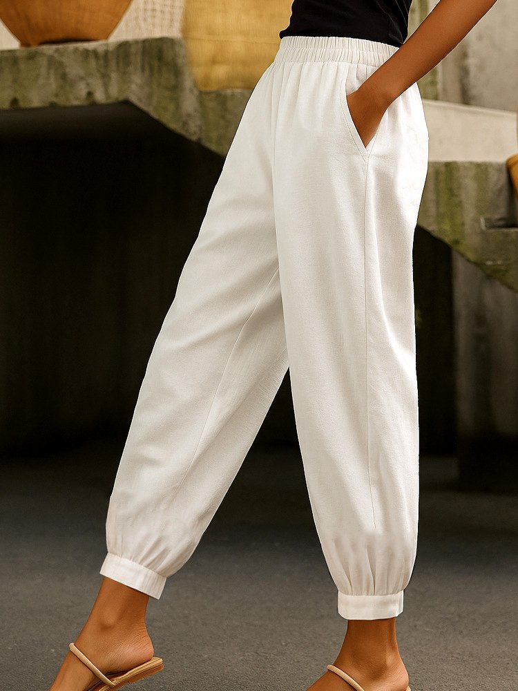 Damen Unifarben Lang Hose Lässig Frühling/Herbst Hose