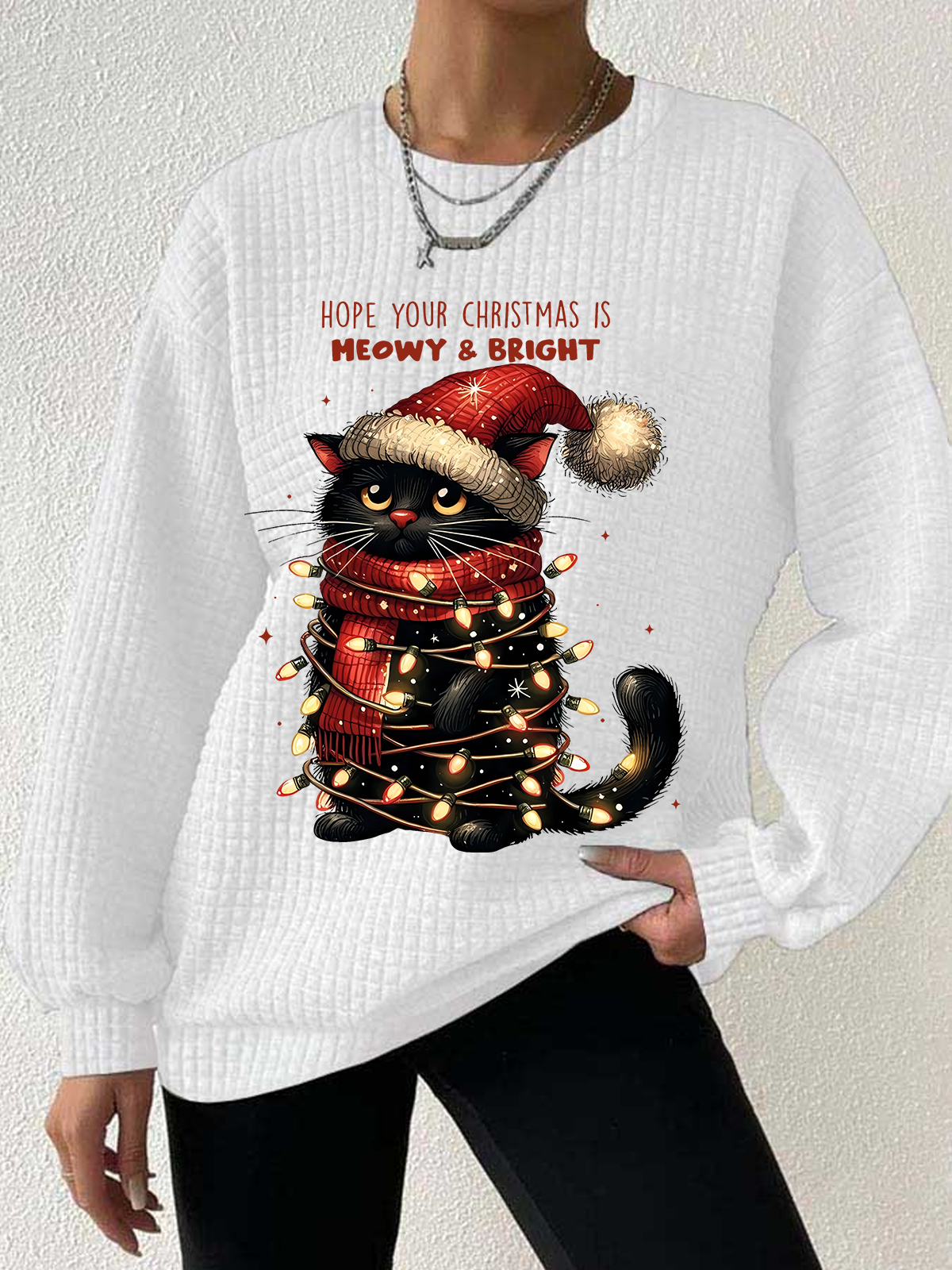 Lässig Rundhals Weihnachten Sweatshirt