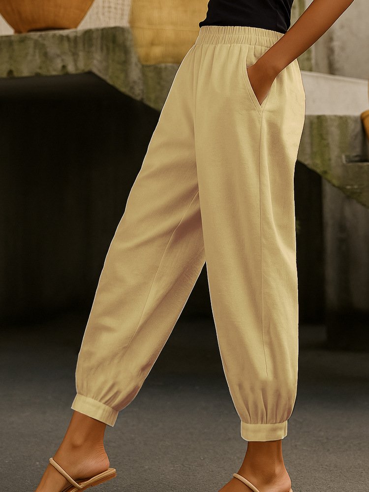 Damen Unifarben Lang Hose Lässig Frühling/Herbst Hose
